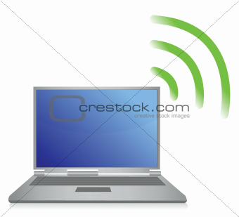 laptop connected and ringing illustration