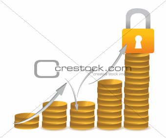 business coin protected by lock graph
