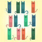Many colored cat on a light background
