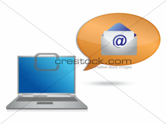 laptop and email message