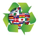 globe flags recycle illustration