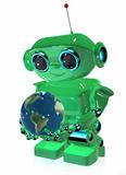 robot and globe