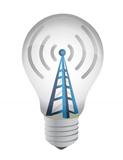 lightbulb and wifi tower