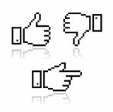 Pixel cursor icons - thumb up, like it, pointing hand