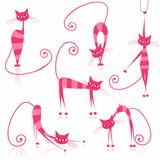 Graceful pink striped cats for your design 