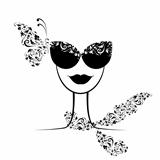 Female fashion silhouette with sunglasses your design 