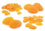 Set of dried apricot fruits on white