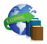 e learning books and globe