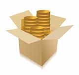 coins inside a box