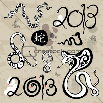 Year snakes symbol set