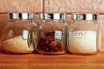 Jars with spices