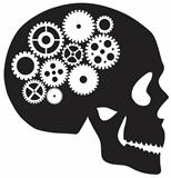 Skull with Mechanical Gears Illustration
