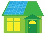 Solar Panels on Green House Illustration