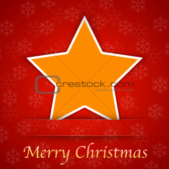 Merry Christmas gift card with a simple star placed on red backg