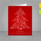 Gift card with Stylized xmas tree on red back