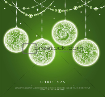 Christmas balls with doodle texture