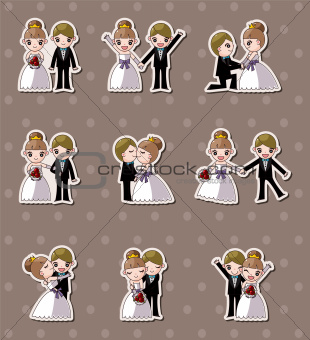 set of wedding ,Bridegroom and Bride stickers