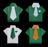 Set of isolated paper made shirts.