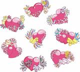 Set of stylized hearts