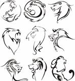 Stylized lion heads