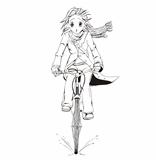 Anime girl bicyclist