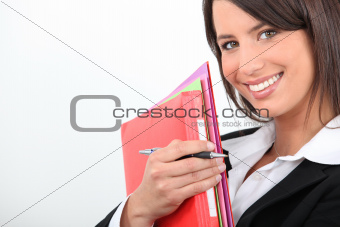 Businesswoman with folders