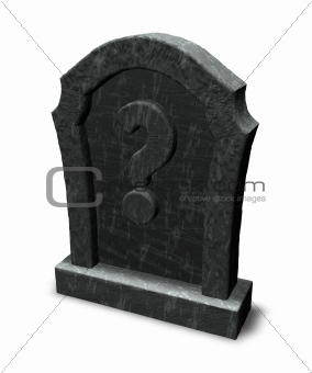 gravestone with question mark