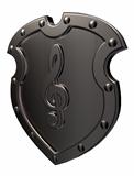 clef on metal shield
