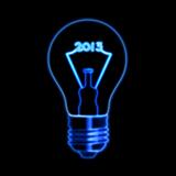 glowing year 2013 in bulb