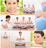 Healthy Yoga Lifestyle Montage Women at Spa