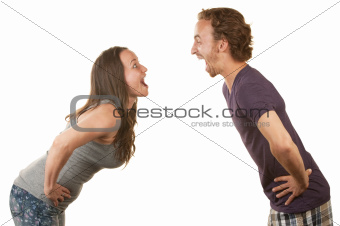 Excited Couple Facing Each Other
