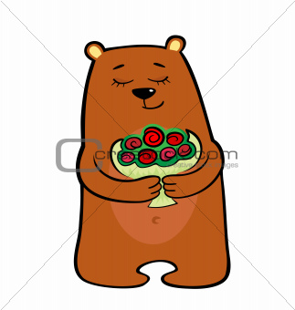 Teddy bear with roses.