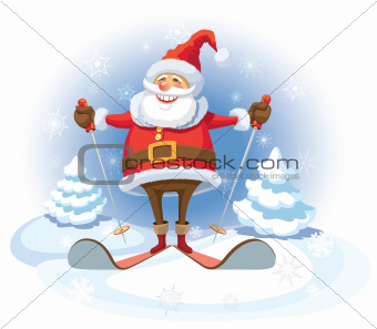 Santa Claus skiing