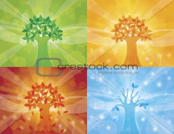 Four Seasons Tree Background Illustration
