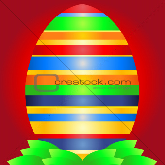 Easter background with egg and leaves