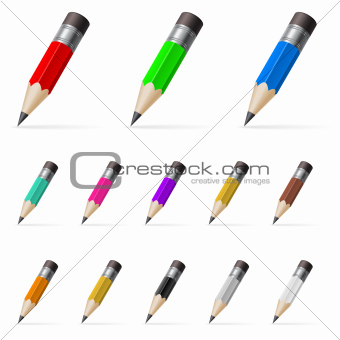Rows of standing color pencils