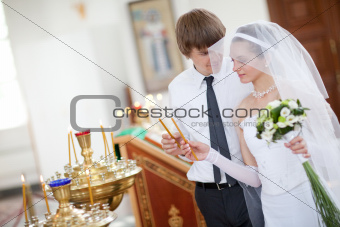 bride and groom in the church