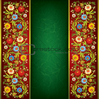 abstract grunge floral ornament with color flowers