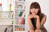  asian woman smiling with lifestyle background