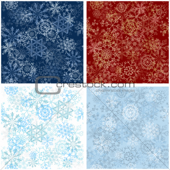 Set of Seamless Snowflake Patterns