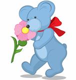 Blue Teddy bear with flower