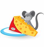 Cartoon mouse with cheese