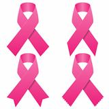 Set of pink breast cancer ribbons