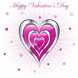 Valentine hearts with sunburst background