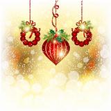 Christmas Ornament on Gold Color Background