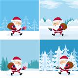 Santa Claus in forest, set