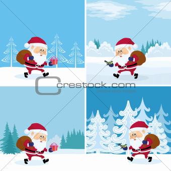 Santa Claus in forest, set