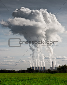 Plumes of steam rising from Drax Power Station