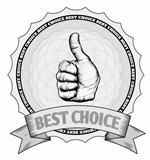 Thumbs up best choice award badge