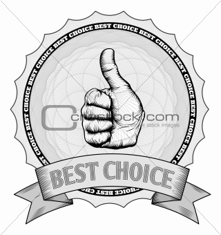 Thumbs up best choice award badge